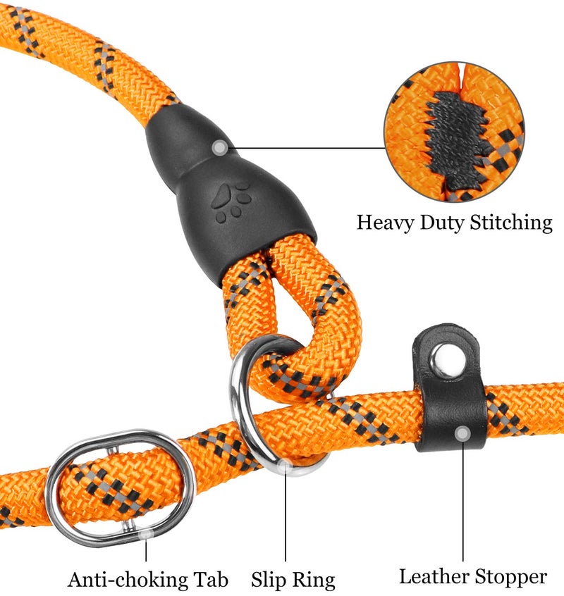 TagME Slip Leads for Dogs, 6 FT Heavy Duty Slip Leash with Padded Handle, Strong Rope No Pull Pet Training Leash for Small Dogs,Orange - Image 4